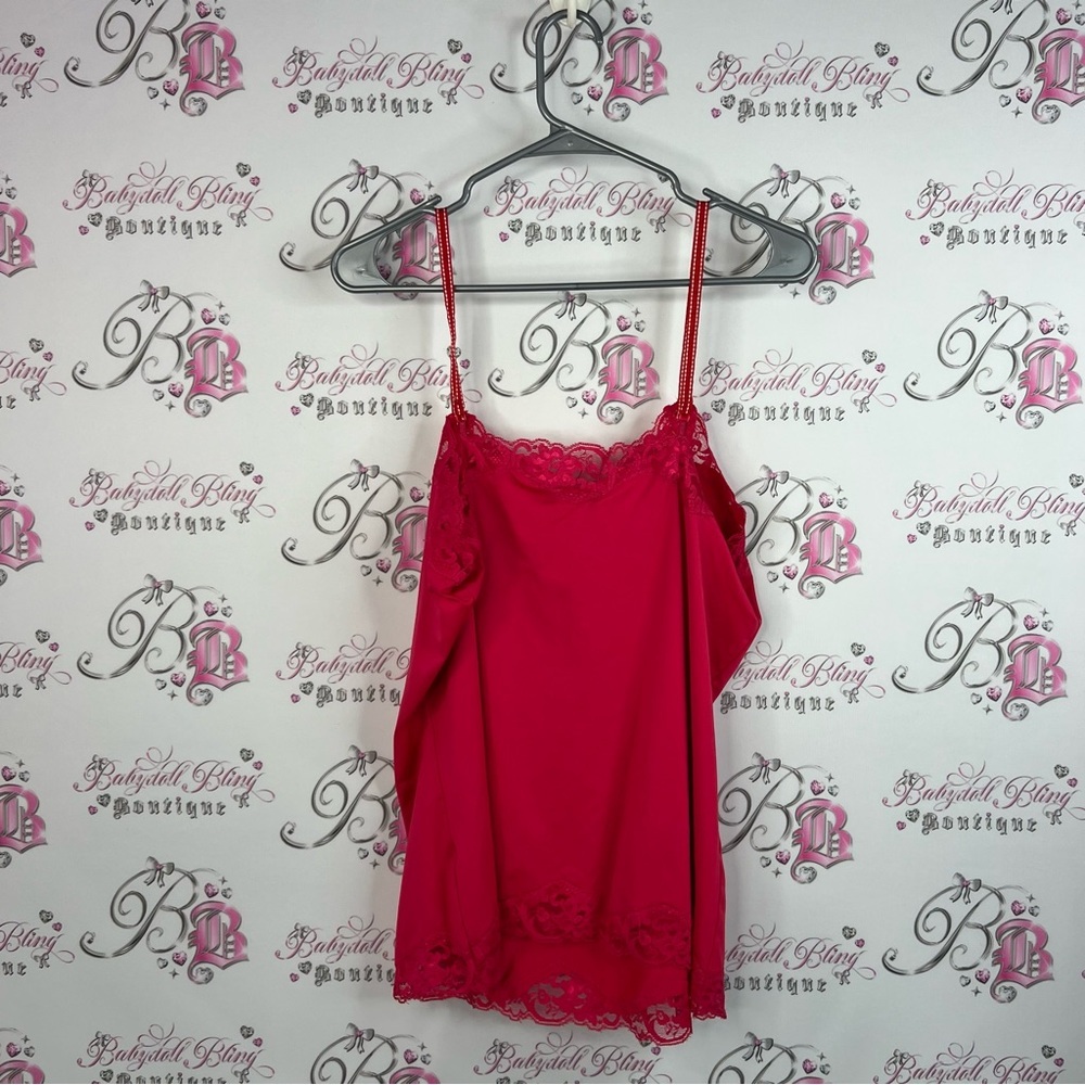 Rickiβs tank top cami bright Lacie floral Elegant Red Lace Trim Camisole - Picture 7 of 8